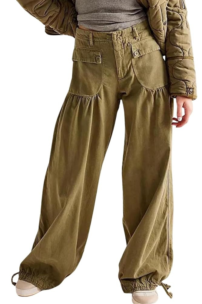 yoeasy Women's Lotus Tube Jeans Mid Rise Baggy Wide Leg Barrel Jeans Ruffle Pleated Denim Pants w... | Amazon (US)