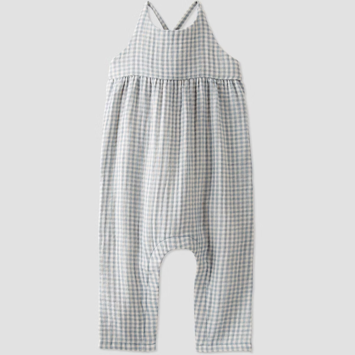 little Planet By Carter's Baby Creek Gingham Gauze Jumpsuit - Blue | Target