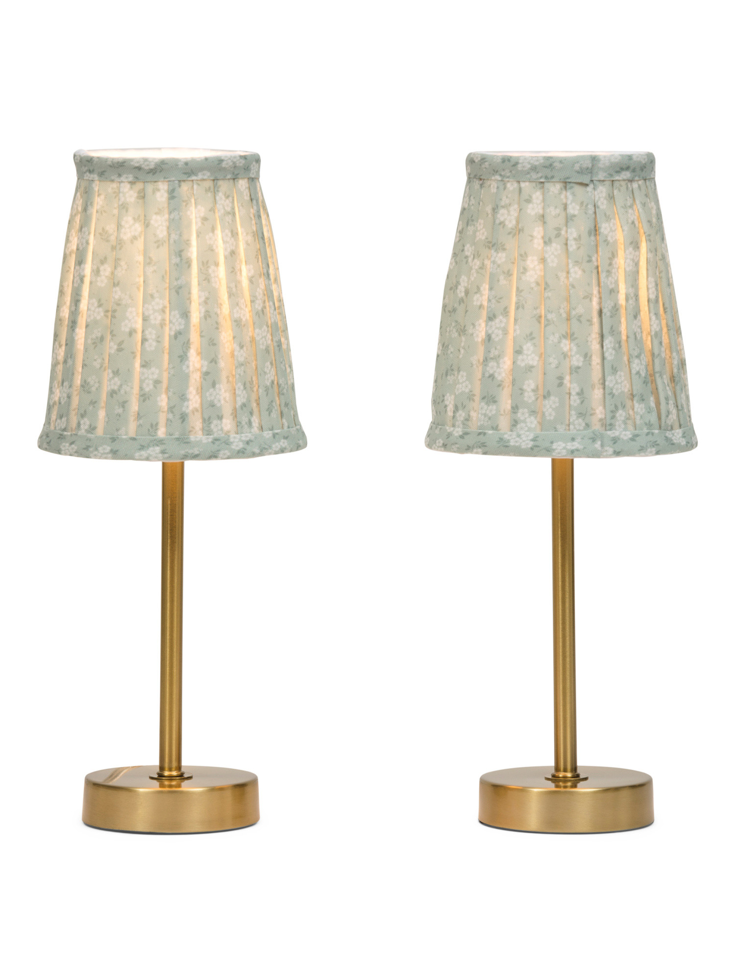 Set Of 2 14in Metal Table Lamps With Patterned Pleated Shades | TJ Maxx