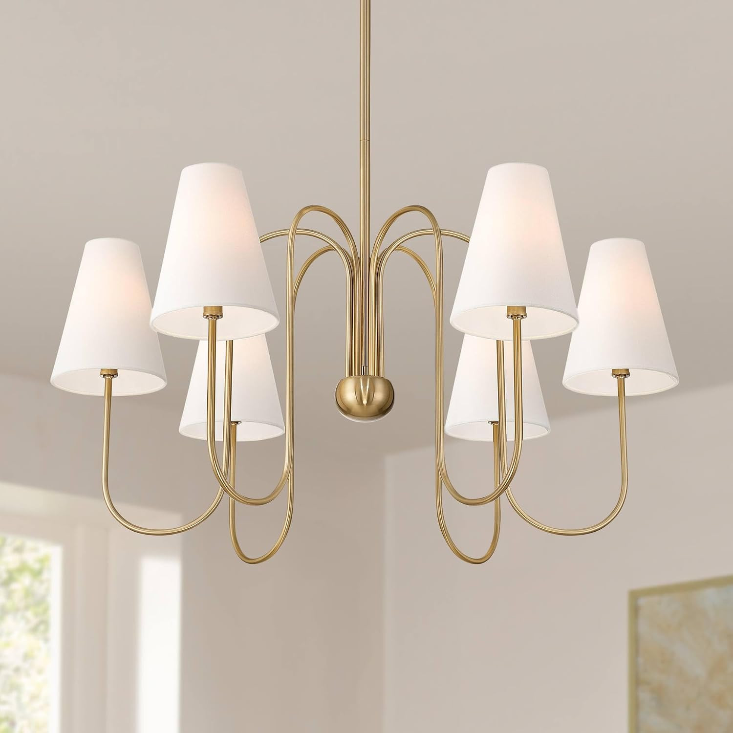 Possini Euro Theda 32" Wide Soft Gold 6-Light Shade Chandelier | Amazon (US)