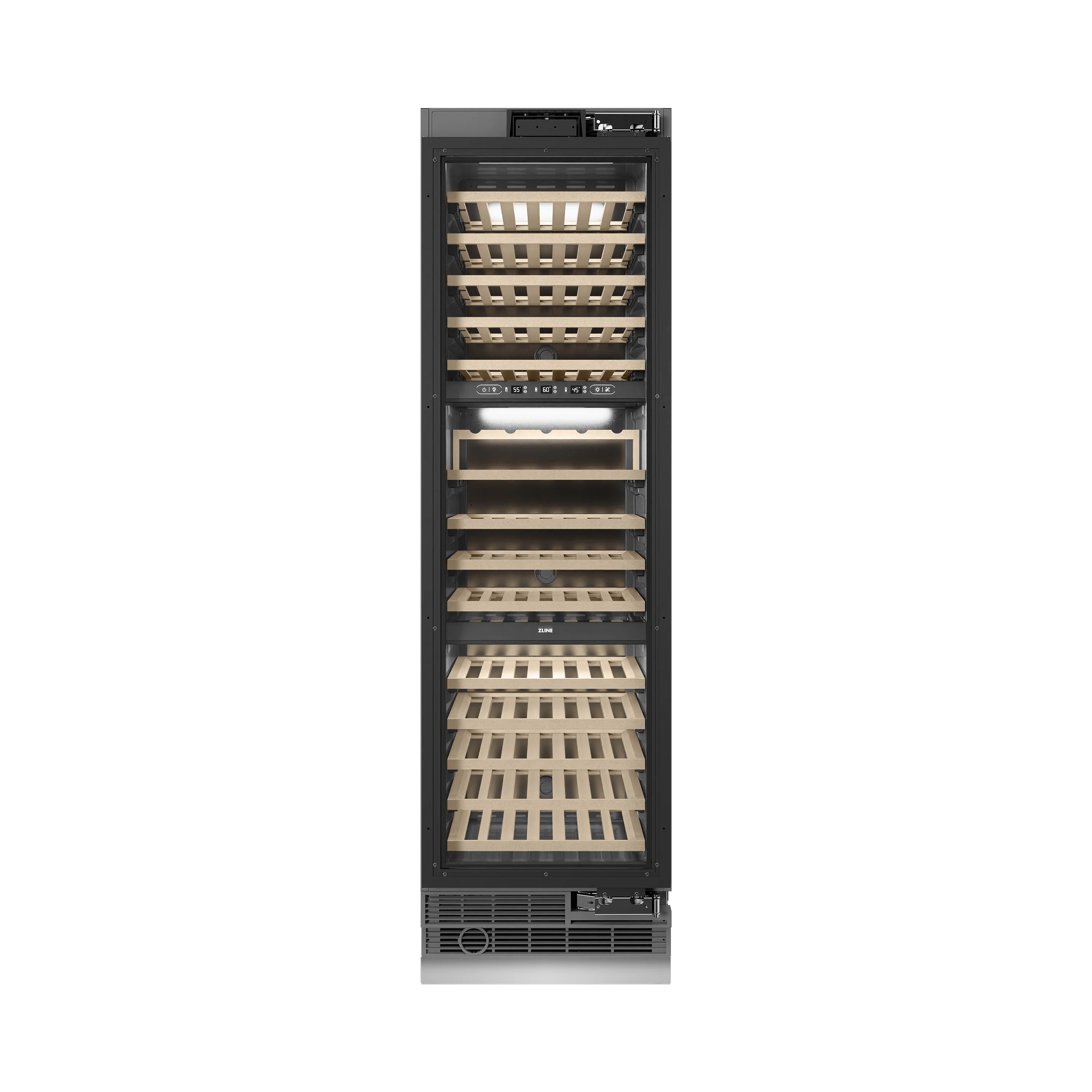 ZLINE Autograph 24 in. DuraSnow 100 Bottle Column Wine Cooler with Gold Accents | Perigold
