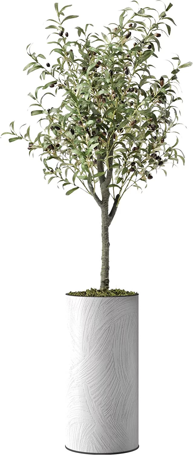 Artificial Tree in White Marble Effect Planter, Fake Olive Silk Tree for Indoor and Outdoor Home ... | Walmart (US)