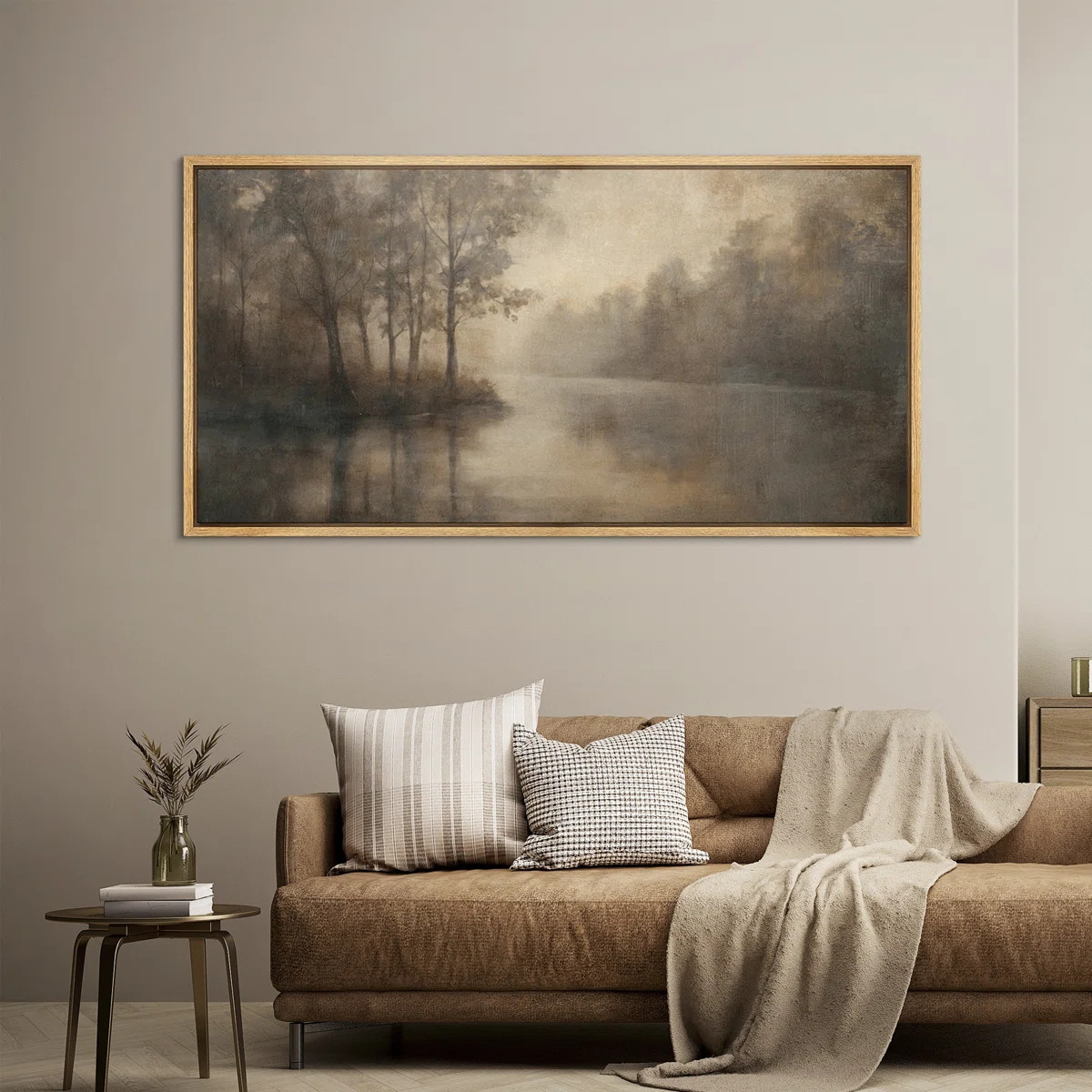 wall26 Rustic Forest River Framed Canvas – Vintage Landscape Wall Art in Sepia Tones | Wayfair | Wayfair North America