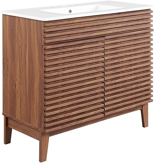 Modway Render 36" Bathroom Vanity in Walnut White | Amazon (US)