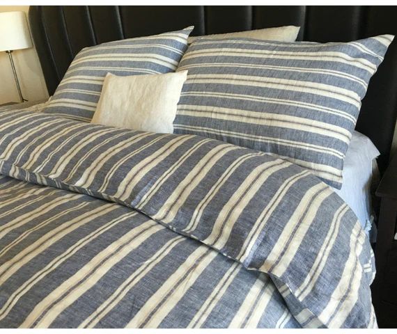 NAUTICAL STRIPE NAVY Duvet Cover With Striped Pillow Cover - Etsy | Etsy (US)