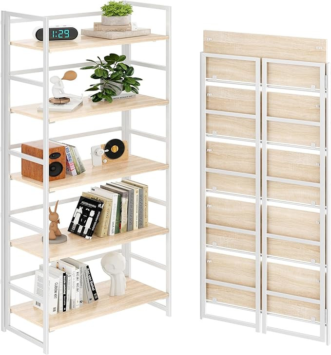 BHG Vintage Multifunctional Folding Bookshelf, No-Assembly Plant Stand Storage Rack Shelves for H... | Amazon (US)
