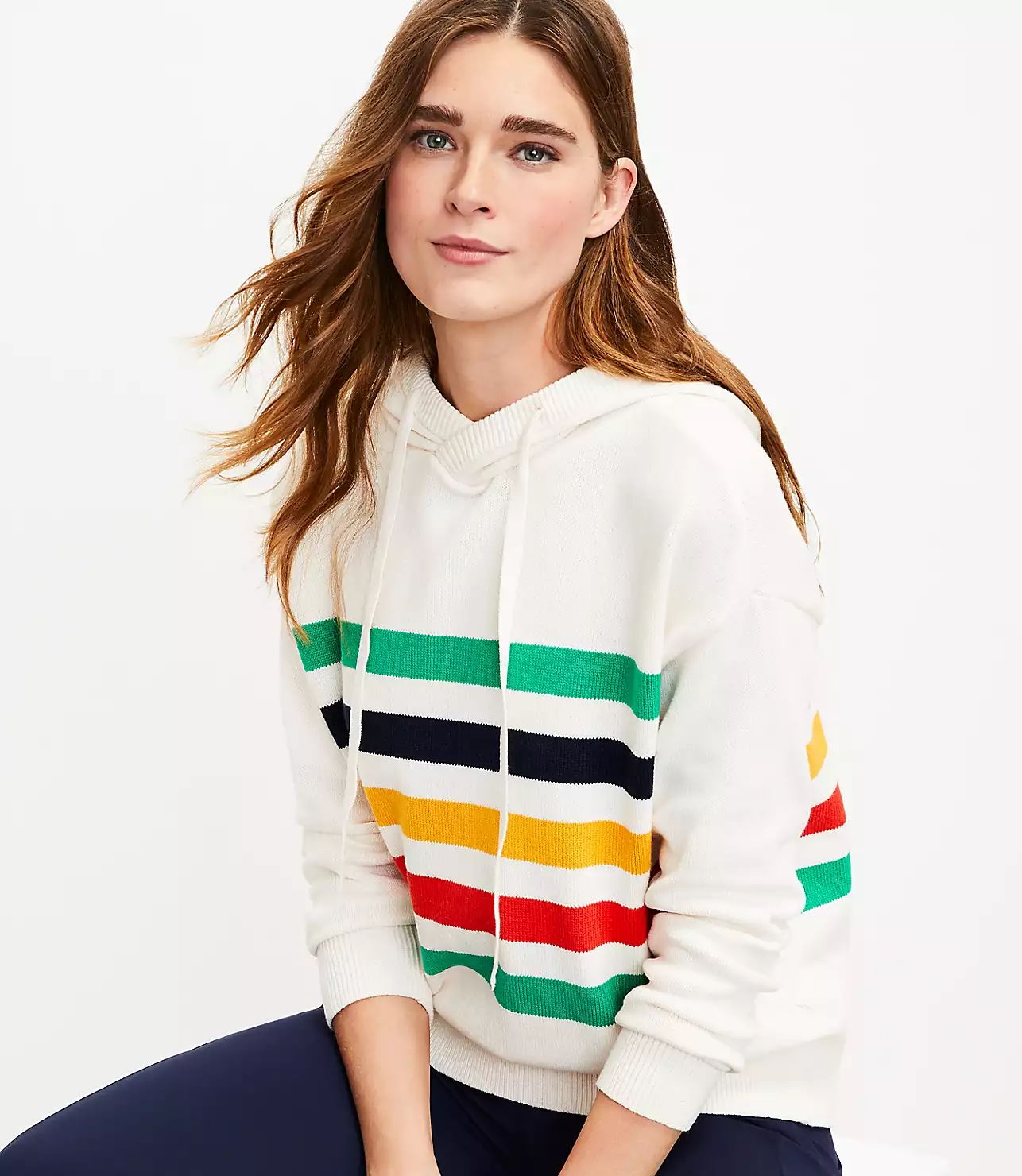 Lou & Grey Striped Crossover Hoodie Sweater | LOFT