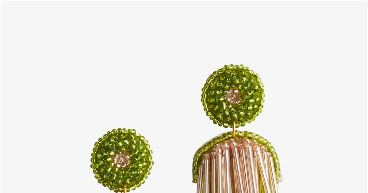 Beaded Tassel Earring - Green/Gold | Boston Proper | Boston Proper