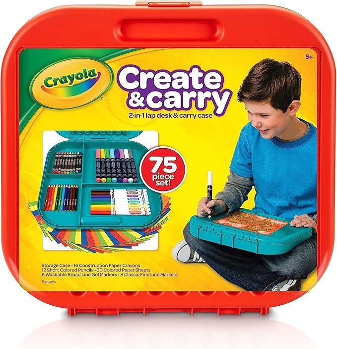 Crayola Create 'N Carry Art Set, 75 Pieces, Art Gift for Kids, Ages 5 & Up | Amazon (US)