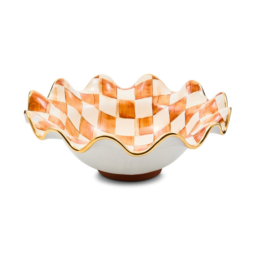 Ginger Check Medium Ceramic Fluted Serving Bowl | MacKenzie-Childs