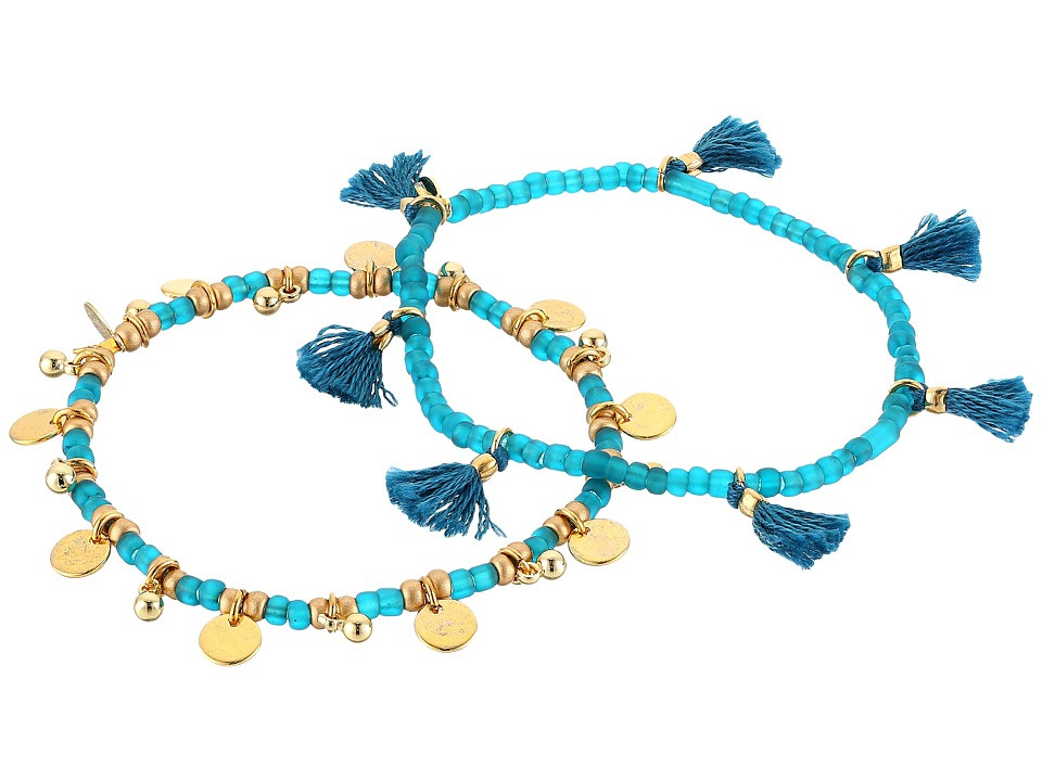SHASHI Set of 2 Tassel and Disc Bracelets (Blue) Bracelet | 6pm