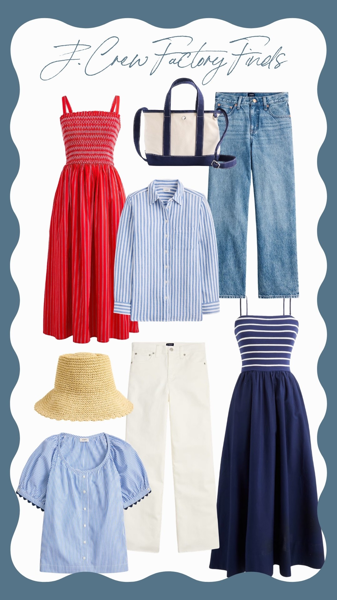 J. Crew Factory finds for summer! Wearing the top left dress for our neighborhood parade tomorrow 🤍