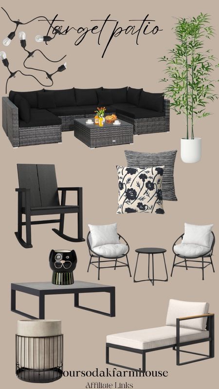 Outdoor furniture, outdoor sectional, black patio setup, patio, outdoor living . Rocking chairs, modern patio furniture, patio chairs 

#LTKSeasonal #LTKHome