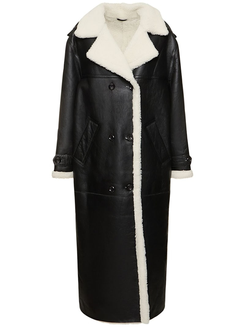 Double breast shearling long coat | Luisaviaroma
