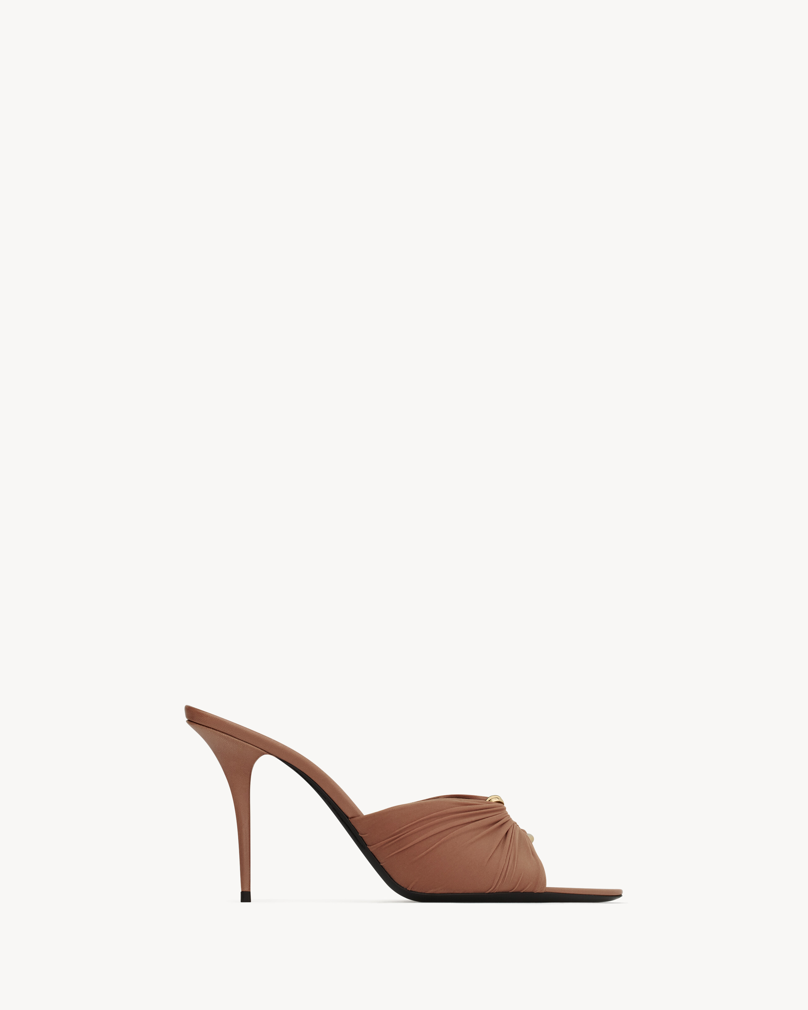 LOLA mules in smooth leather and draped jersey | Saint Laurent | YSL DK | Saint Laurent Inc. (Global)