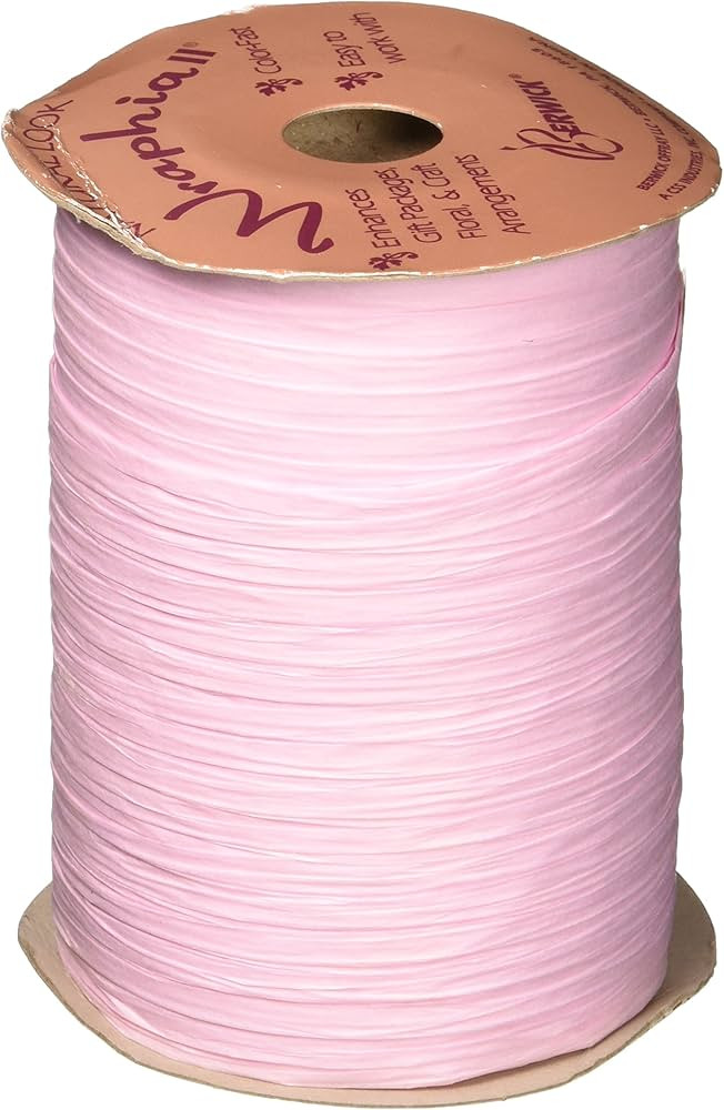 Berwick Offray Matte Pink Raffia Ribbon, 1/4'' Wide, 100 Yards, 7MM | Amazon (US)