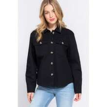 Button Down Cotton Denim Shacket | SHEIN
