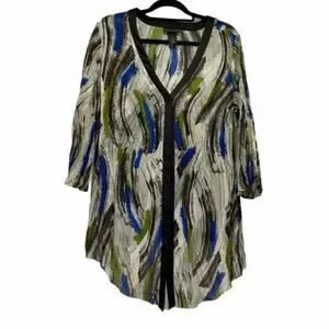 Lane Bryant Abstract Multicolor Crinkled Overpiece Duster Size 14/16 | Poshmark