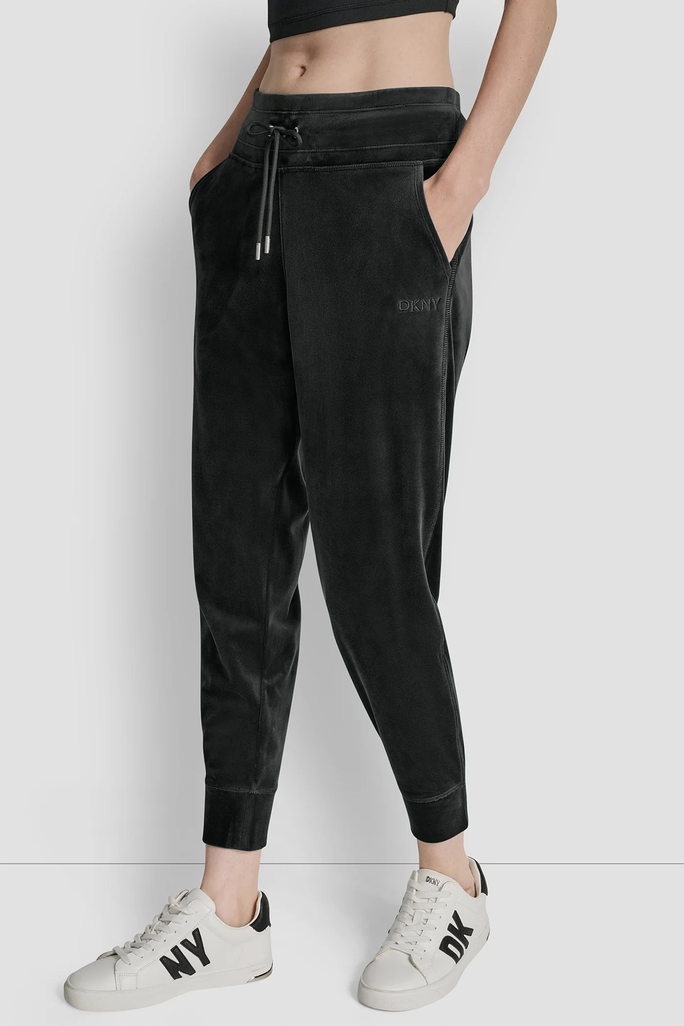 VELOUR HD EMBROIDERY LOGO SLIM FIT JOGGER | DKNY
