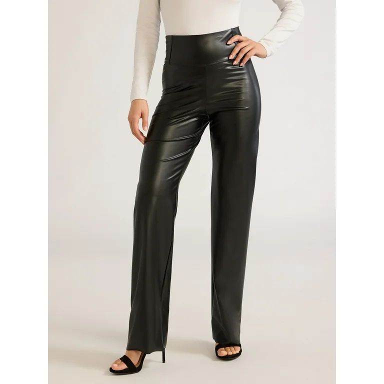 Sofia Jeans Women's Faux Leather Bootcut Pants, 32.5" Inseam, Sizes XS-2XL - Walmart.com | Walmart (US)