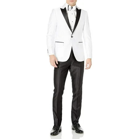 Adam Baker by Needle & Stitch Mens Tux-Shark 3-Piece Slim Fit Tuxedo Suit Set - White - 42S | Walmart (US)