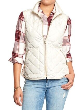 Old Navy Womens Quilted Zip Front Vests Size L Tall - Canvas | Old Navy US