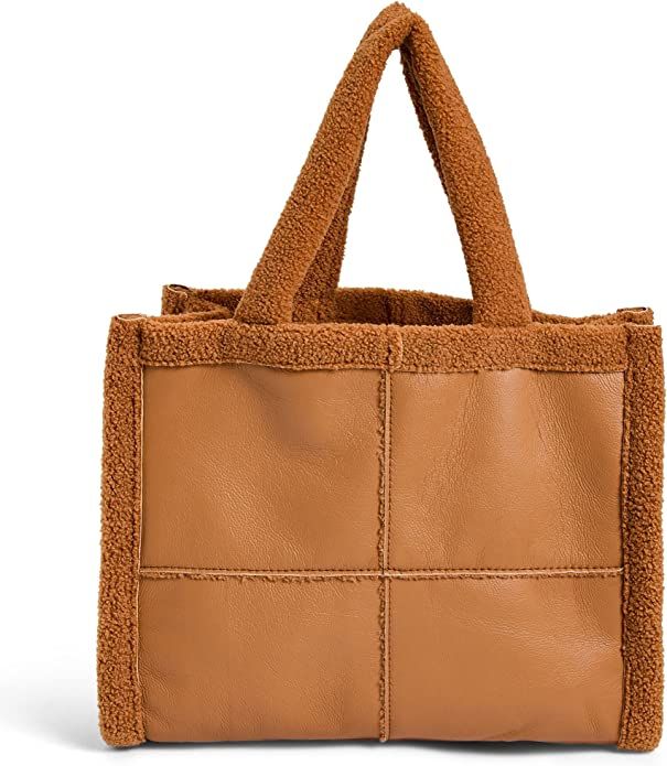 Amazon.com: Like Dreams Women Soft Sherpa Tote Vintage Vegan Leather Winter Fashion Large Handbag... | Amazon (US)