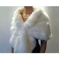 White bridal faux fur wrap faux fur shrug faux fur stole faux fur shawl cape A001White | Etsy (US)