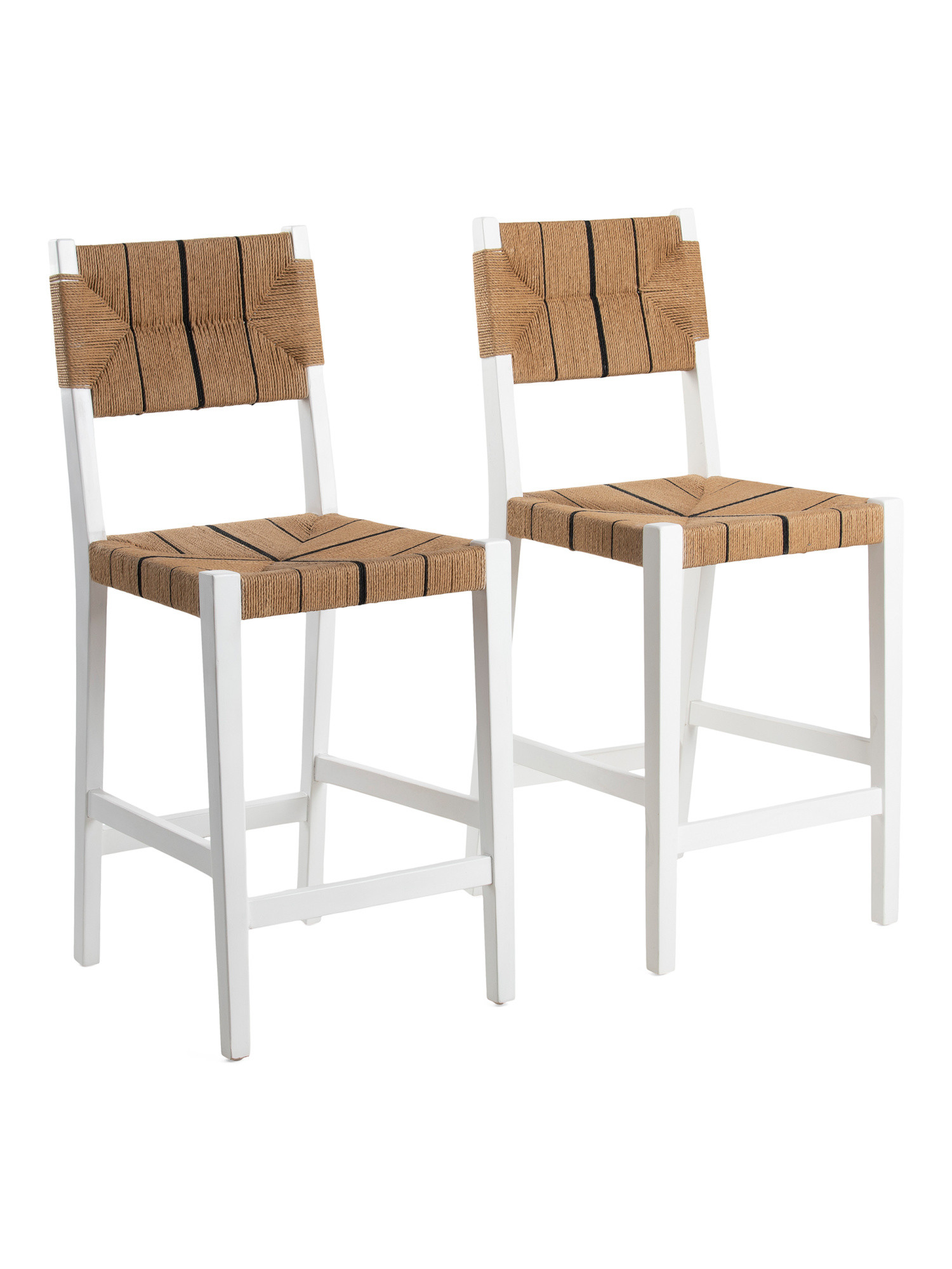 Set Of 2 Natural Woven Striped Counter Stools | The Global Decor Shop | Marshalls | Marshalls