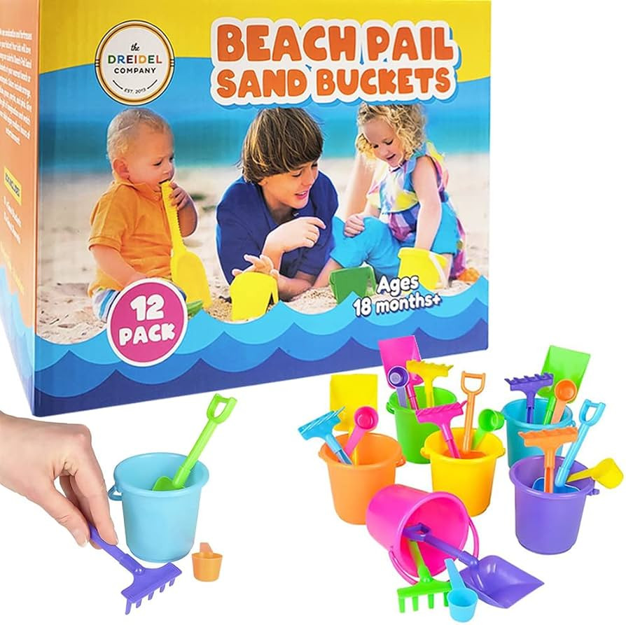 The Dreidel Company Mini Beach Playsets, Play Set Includes 1 Sand Bucket, 1 Shovel, 1 Rake, and 1... | Amazon (US)