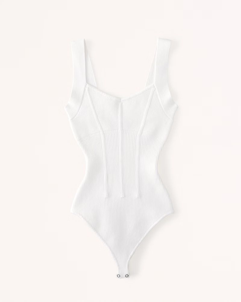 Elevated Mixed Rib Knit V-Neck Bodysuit | Abercrombie & Fitch (US)