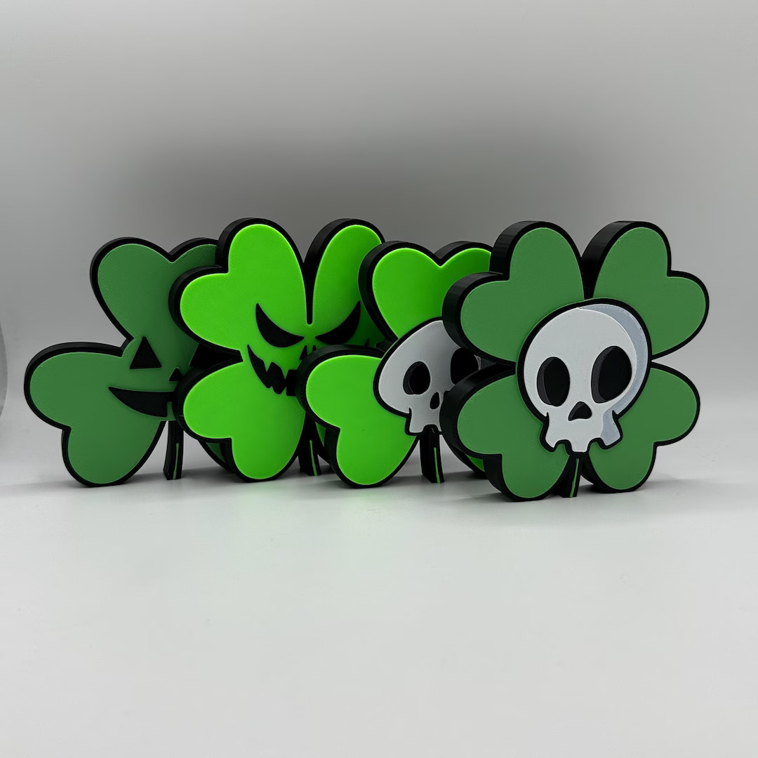 Spooky Themed St. Patrick's Day Clover Decorations 3d Printed - Etsy | Etsy (US)