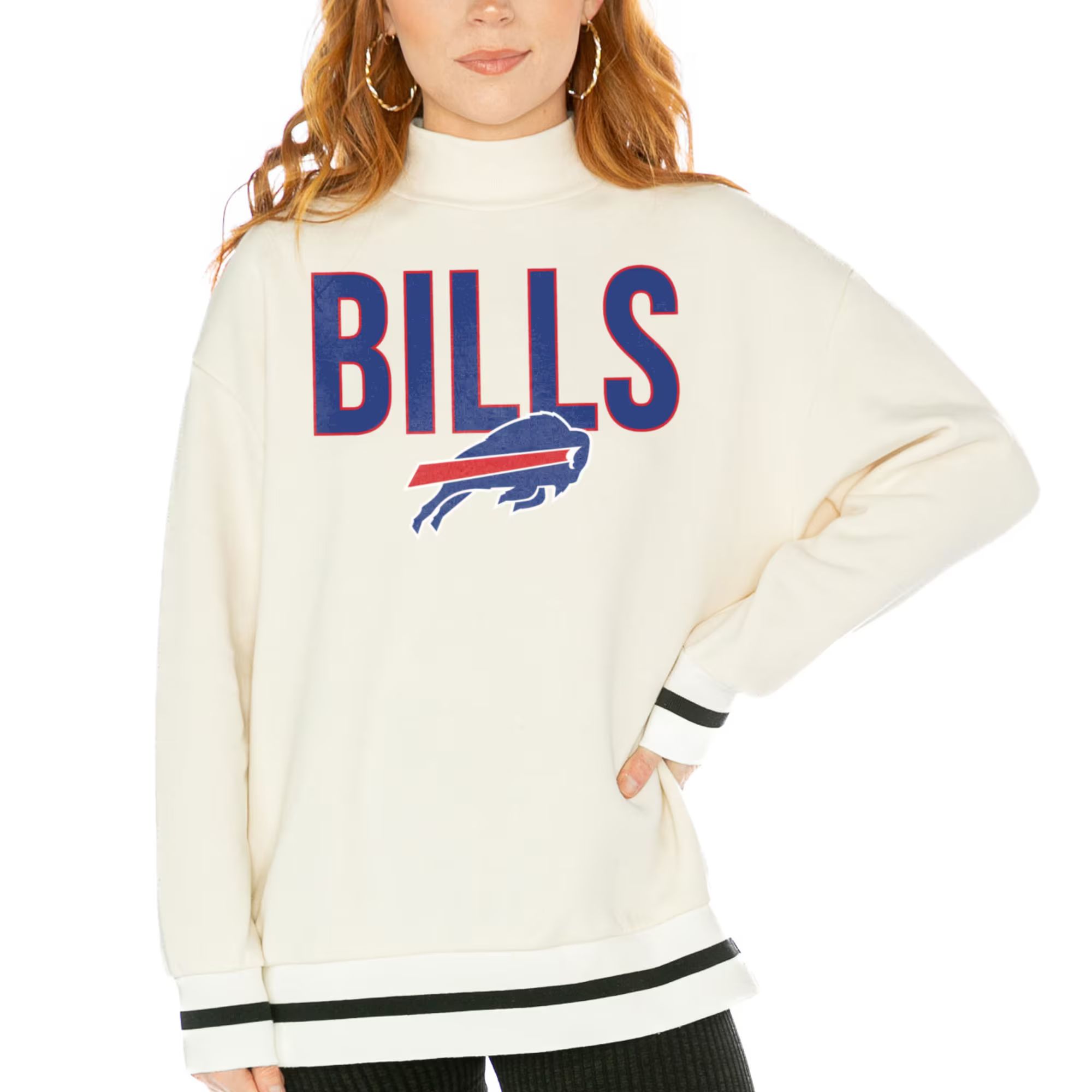 Women's Buffalo Bills  Gameday Couture White End Zone Envy Mock Neck Fleece Pullover Sweatshirt | NFL Shop