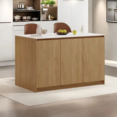 Kitchen Island with Marble Top and Solid Wood Base | Wayfair North America