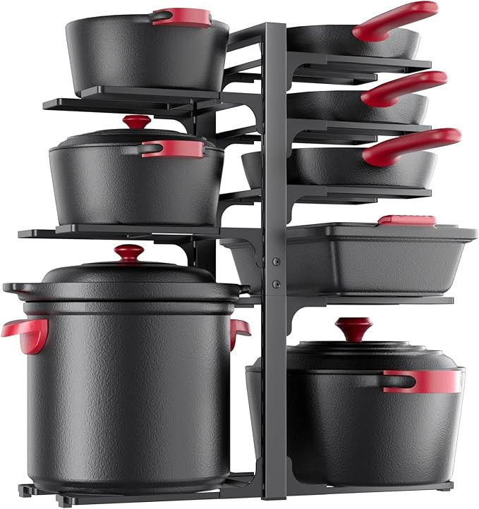 MUDEELA Pots and Pans Organizer under Cabinet, 21" Height Heavy Duty Adjustable Pot Pan Organizer... | Amazon (US)