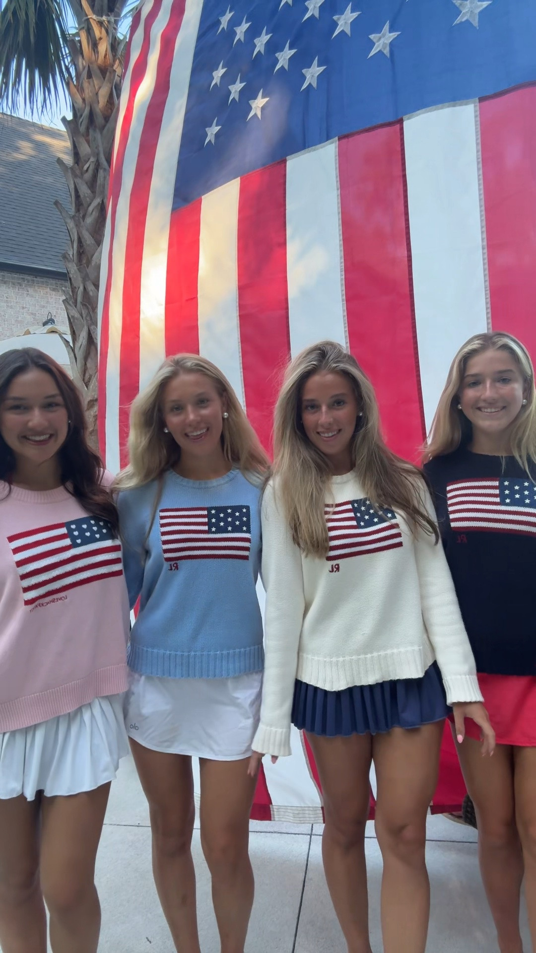 4th of July ootd! Wearing my classic RL flag sweater & fav Gold Hinge skirt 🇺🇸🇺🇸 Ralph Lauren sweater | rl sweater | 4th of July outfit | July outfit | July ootd | tennis skirt | preppy tennis skirt | chic tennis skirt

#LTKU #LTKootd #LTKActive