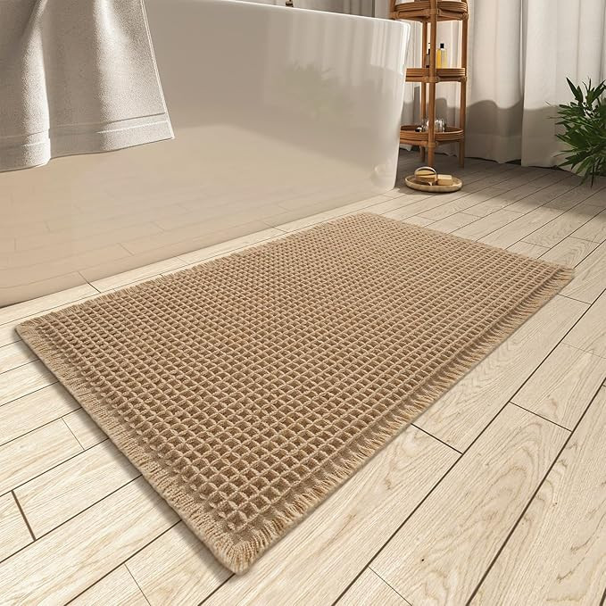 AMOAMI Upgraded Waffle Bath Mat, Super Absorbent Non Slip Bath Mats for Bathroom Floor, Machine W... | Amazon (US)