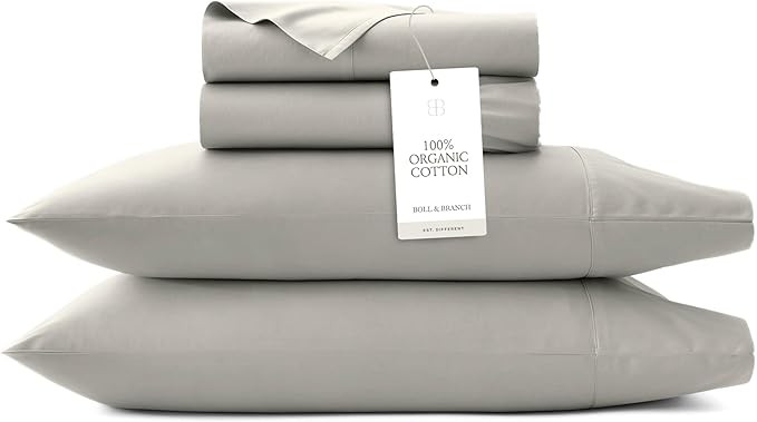 BOLL & BRANCH Percale Hemmed Sheet Set - Cooling Breathable Bed Sheets for Hot Sleepers - King + ... | Amazon (US)