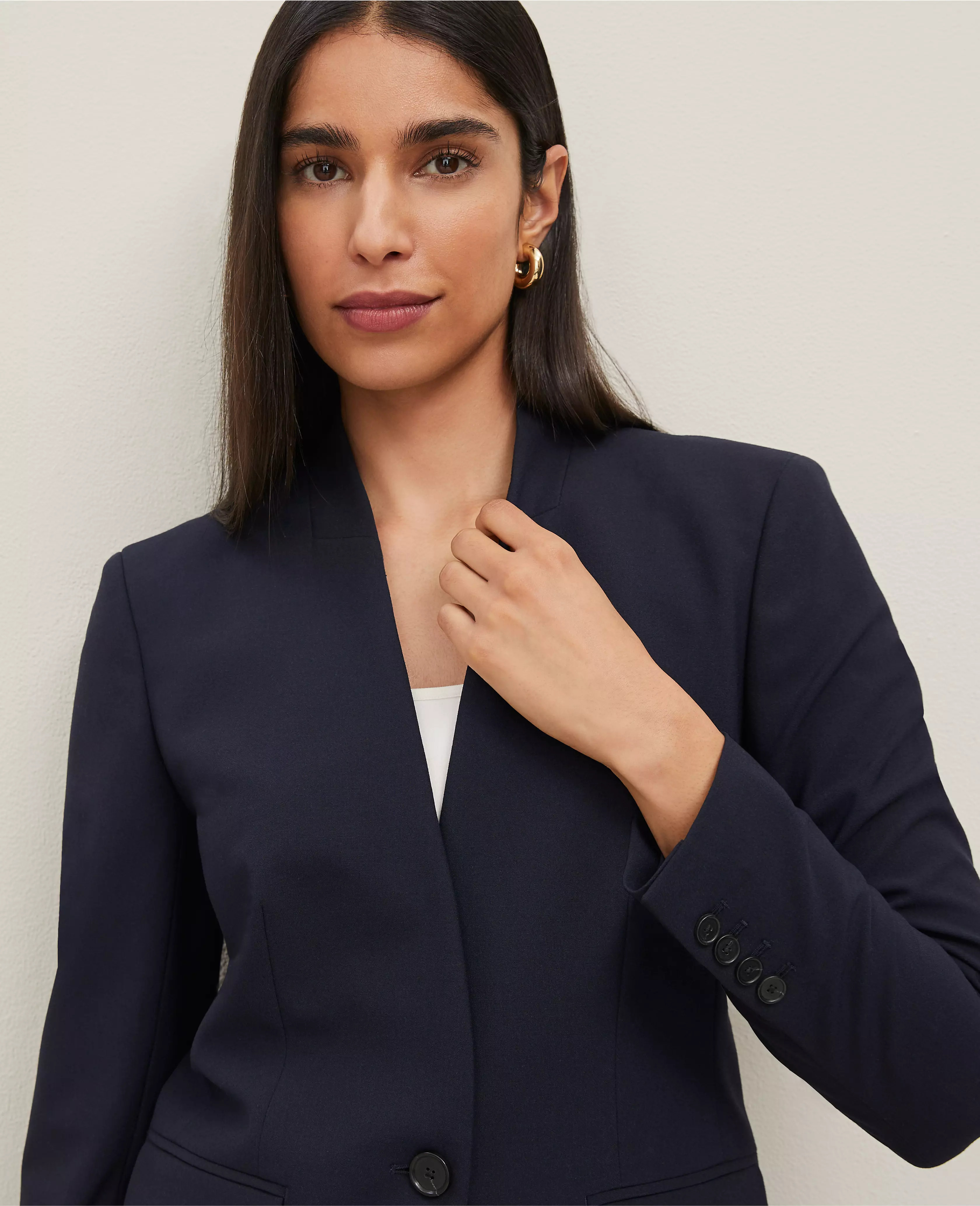 The Collarless Blazer in Seasonless Stretch | Ann Taylor