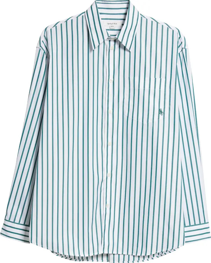 Sporty & Rich Oversize Stripe Cotton Button-Up Shirt | Nordstrom | Nordstrom