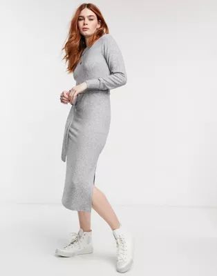Topshop knitted midi dress in gray heather | ASOS (Global)