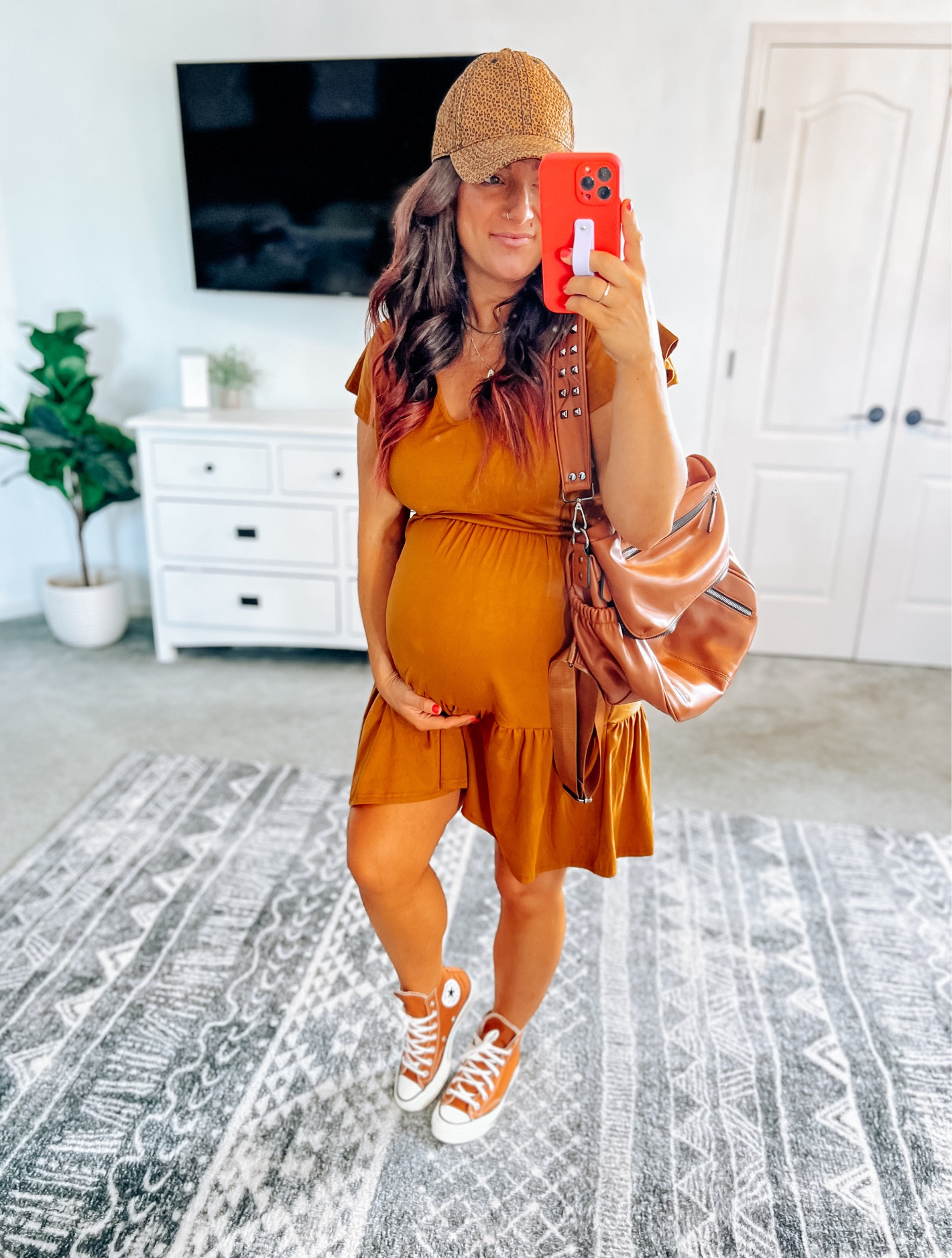 This dress is perfect for transitioning into Fall! Runs oversized, consider sizing down if you’re short/petite. Tall girl friendly 👌 non maternity and clearly bump friendly at 9 months pregnant too! Soft with stretch and available in other colors! 

#LTKStyleTip #LTKBump #LTKFindsUnder50