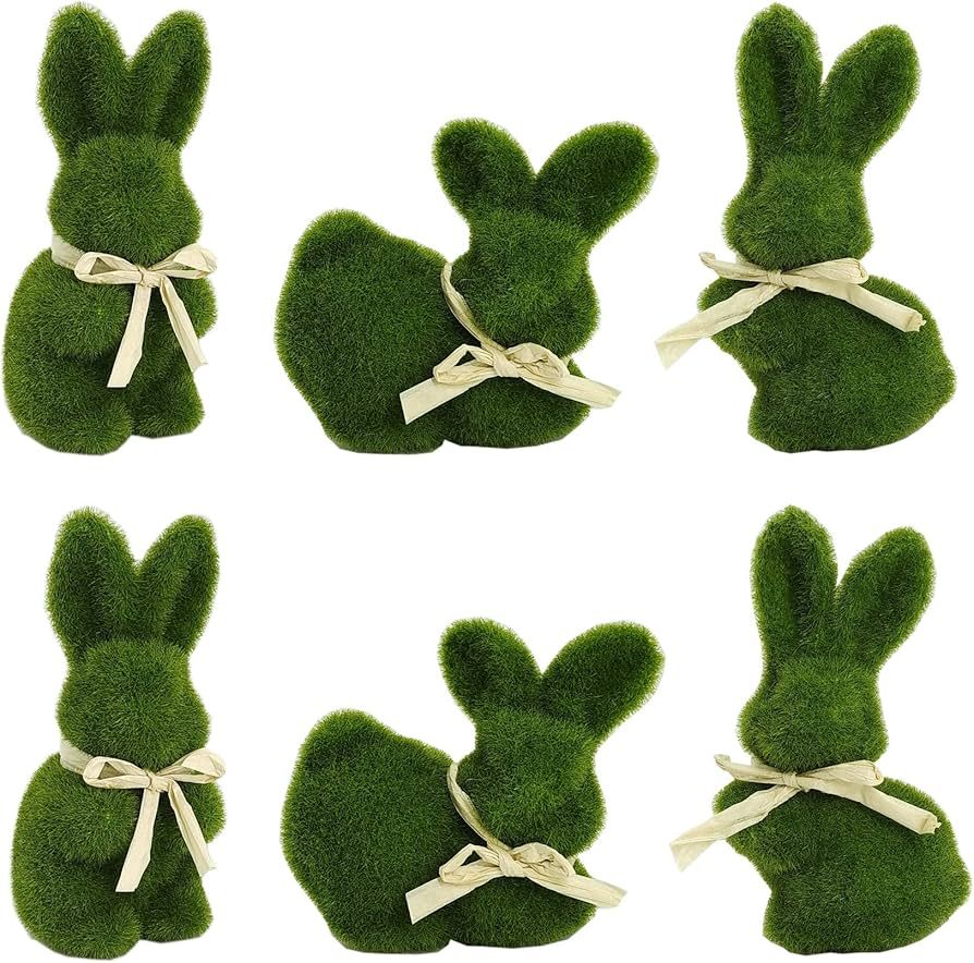 Nature Vibe Easter Bunny Decor Set of 6(H 5/3 Inches), Faux Moss Bunny Figurines for Spring Decor... | Amazon (US)