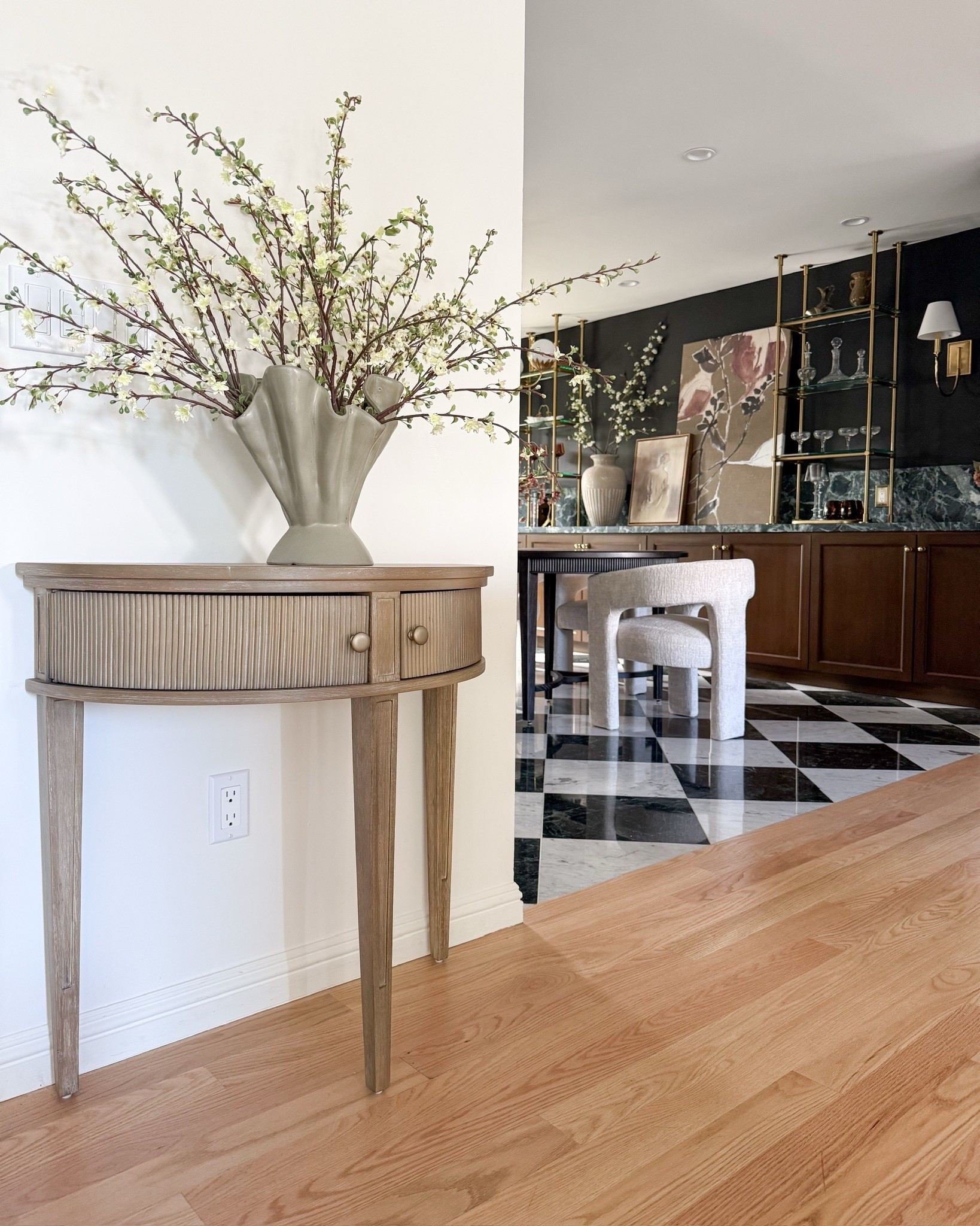 Gorgeous quality half moon accent table, vase and pretty cherry blossom stems!

#LTKHome #LTKvlog #LTKSeasonal