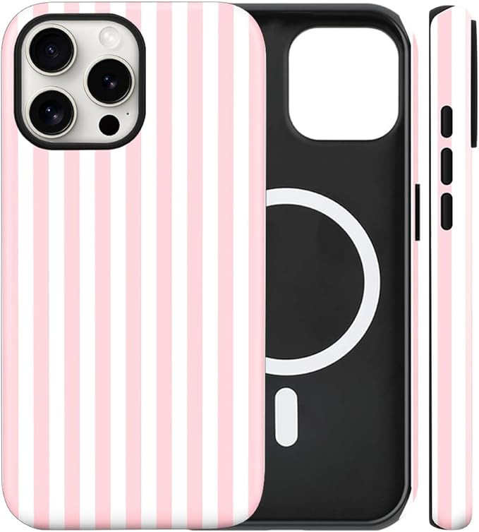 Magnetic for iPhone 13/14 Case Cute Stripes Phone Case, Shockproof Slim TPU and Hard PC Protectiv... | Amazon (US)