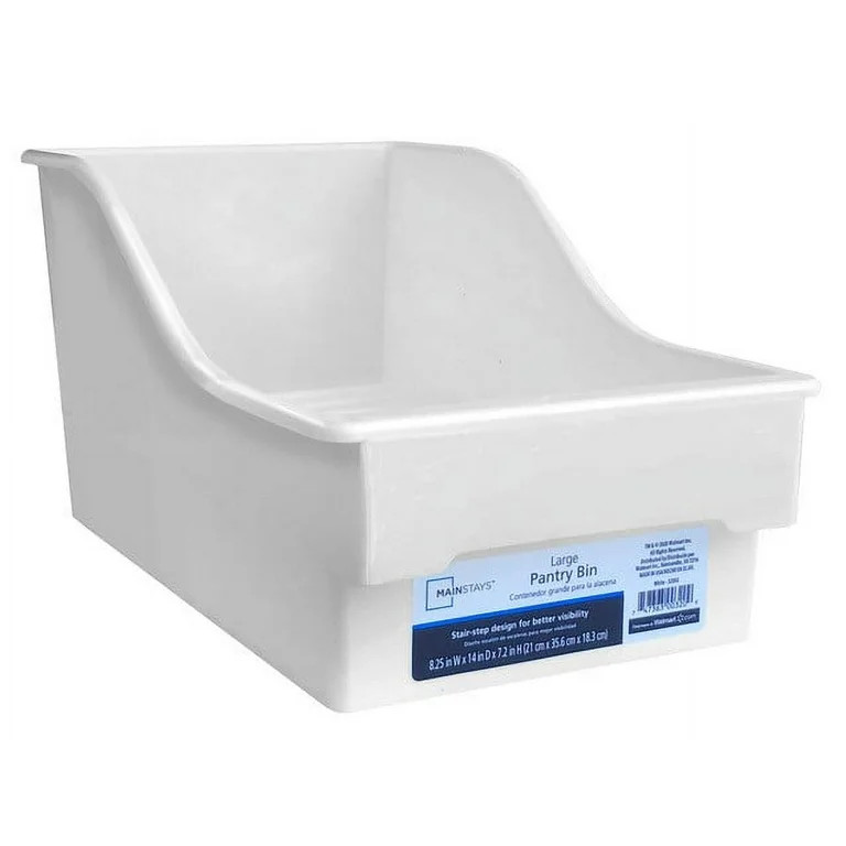 Mainstays 2-Tier Plastic Pantry Storage Basket, Large, White (1 Piece) 0.91 oz. | Walmart (US)