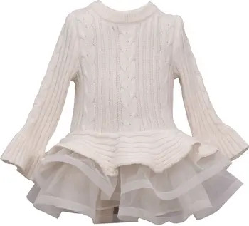 Iris & Ivy Kids' Mixed Media Tiered Sweater Dress | Nordstrom | Nordstrom