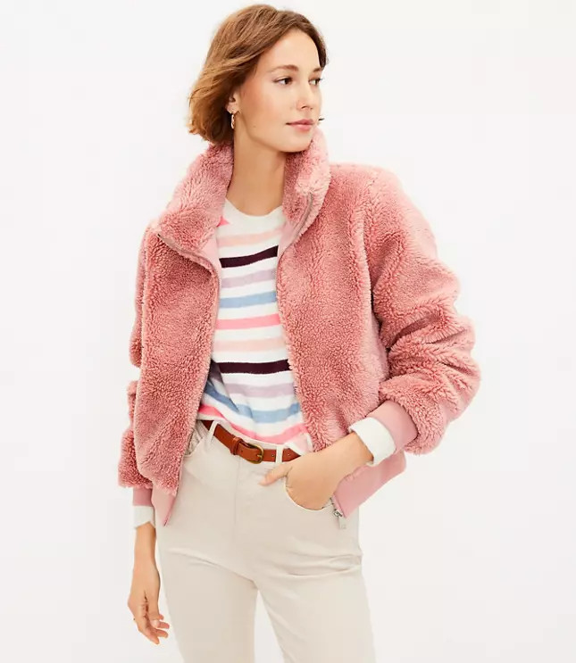 Sherpa Bomber Jacket | LOFT
