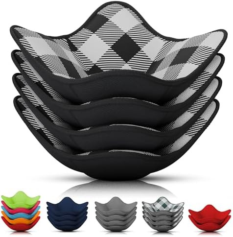 4-Pack Microwave Bowl Holder Set – Reversible Black Bowl Cozies (7.5"x7.5") for Hot Dishes, Sou... | Amazon (US)