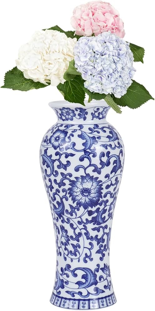 Chinoiserie Vase,8.2 Inch Vintage Ceramic Oriental Vase,Blue and White Vases for Centerpiece,Porc... | Amazon (US)